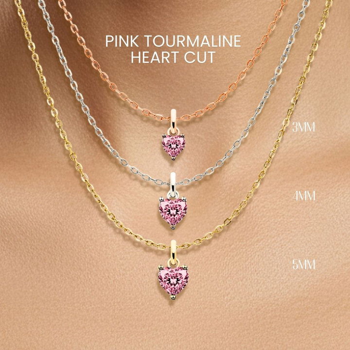 Pink Tourmaline Heart Necklace | Minimalist Sterling Silver by GEORGE