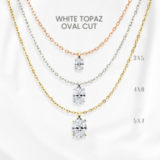 Luxury Egg Topaz Necklace in Sterling Silver
