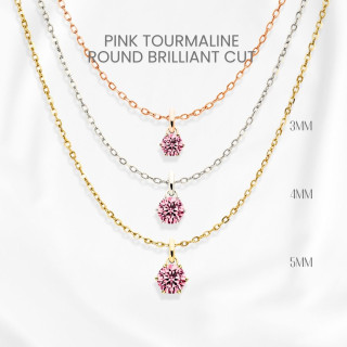 Pink Tourmaline Pendant Necklace | Minimalist Sterling Silver