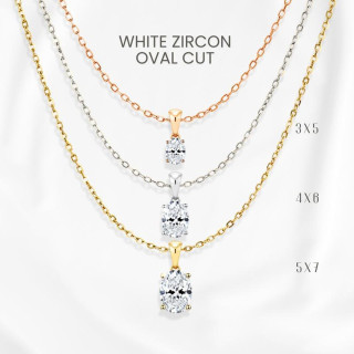 White Topaz Egg Pendant Necklace | Sterling Silver, Gold Plating