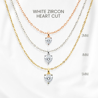 Minimalist Heart Zircon Necklace in Sterling Silver