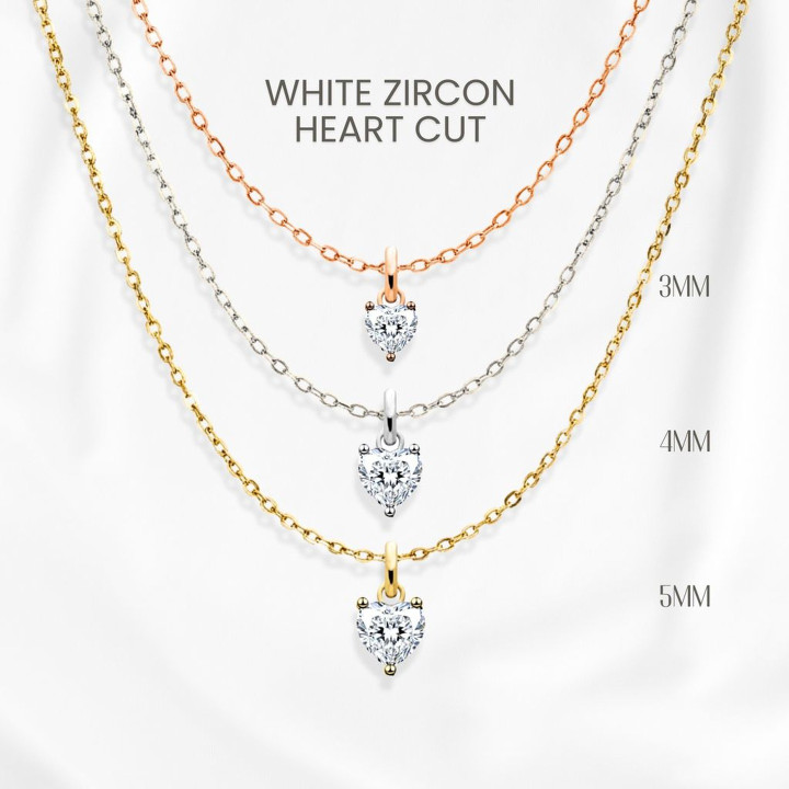 Minimalist Heart Zircon Necklace in Sterling Silver