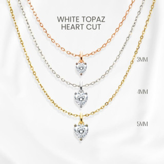 White Topaz Heart Necklace | Sterling Silver and Gold Plated