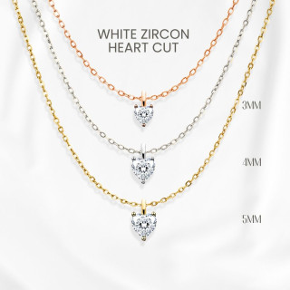 Sterling Silver Heart Pendant Necklace - Genuine Zircon by GEORGE Jewelry