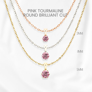 Pink Tourmaline Necklace | Sterling Silver, 5-Prong Setting | GEORGE Jewelry