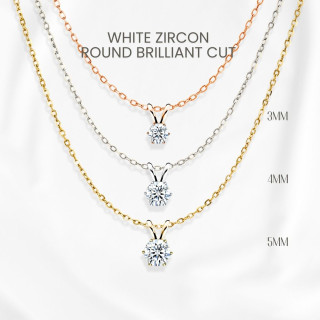 White Zircon Necklace | 925 Sterling Silver, Gold Plated