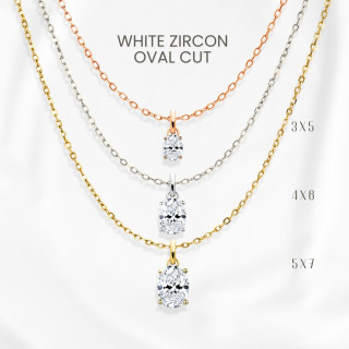 White Zircon Necklace - Minimalist Egg Pendant | 925 Sterling Silver