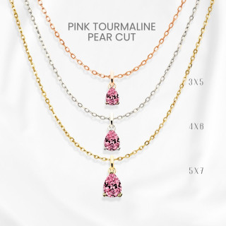 Pink Tourmaline Teardrop Necklace | Sterling Silver and Gold Plated