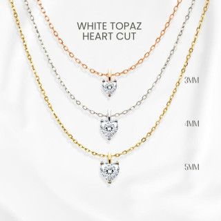 White Topaz Heart Necklace | Sterling Silver, Gold Plated by GEORGE