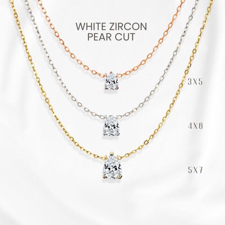 Elegant White Zircon Teardrop Necklace in Sterling Silver