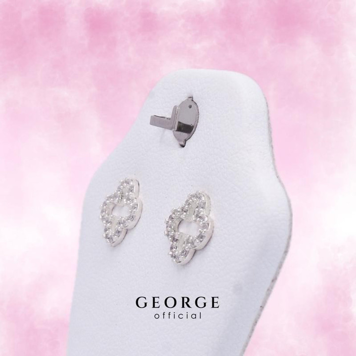 Sterling Silver Clover Hoop Earrings with CZ Stones