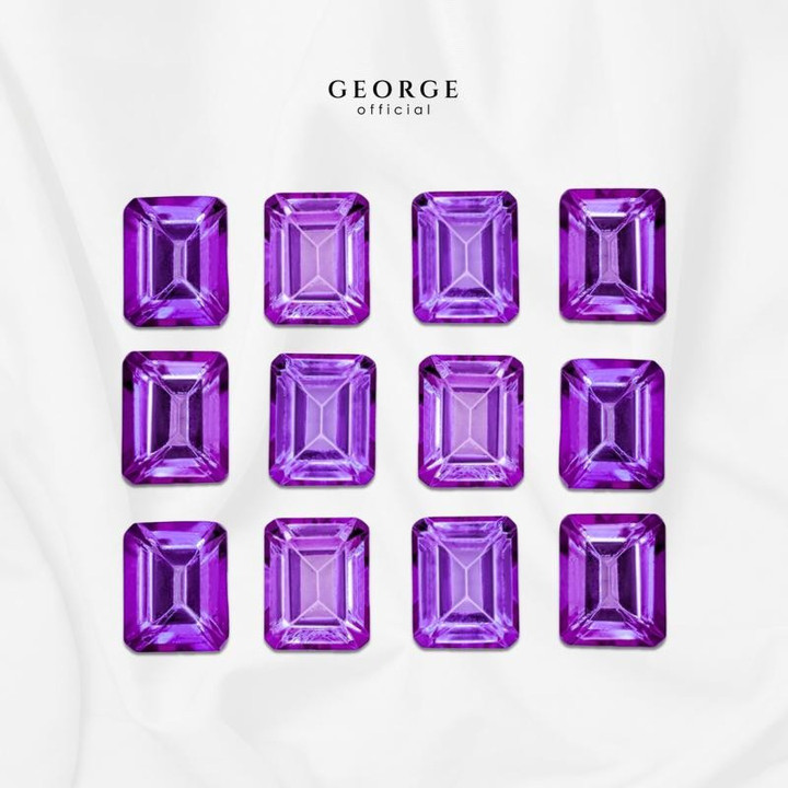 Genuine Amethyst Emerald Cut Gemstones | George Jewelry
