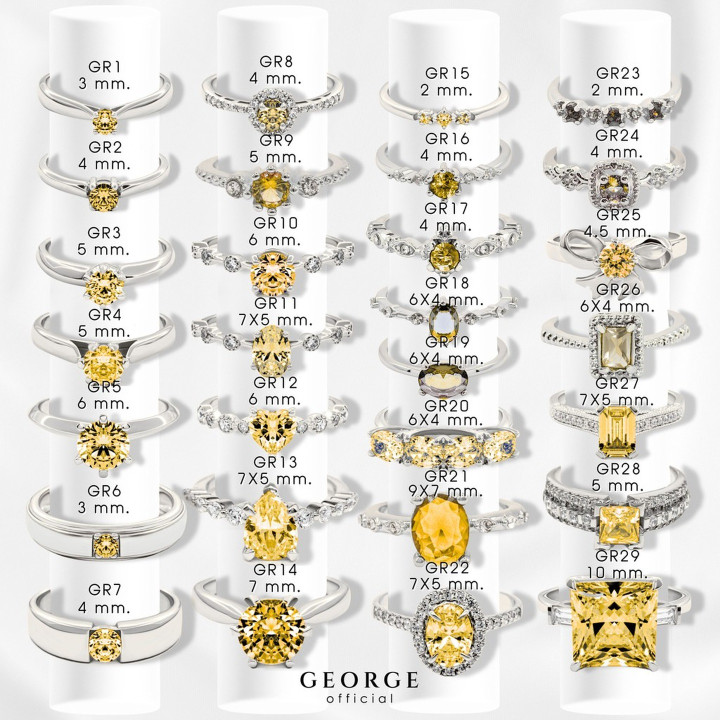 Yellow Sapphire Ring in Sterling Silver | Custom Sizes and Gift Set