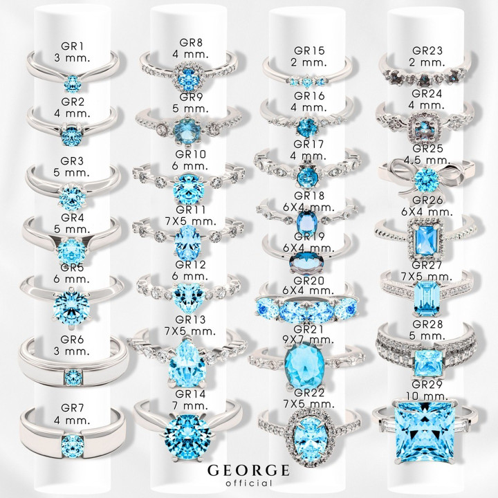 Blue Topaz Ring in Sterling Silver - Custom Sizes and Gift Set