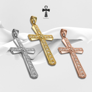 Sterling Silver Cross Pendant with Sparkling CZ | Troy and Co