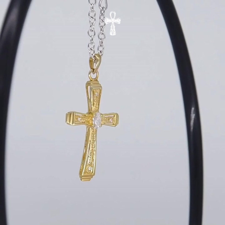 Sterling Silver Cross Pendant with Sparkling CZ | Troy and Co
