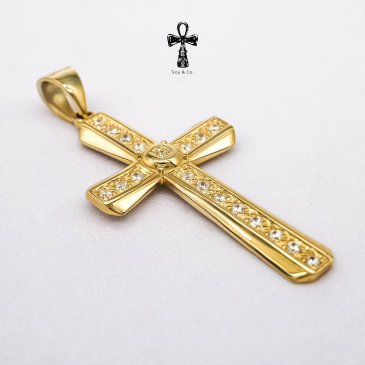 Sterling Silver Cross Pendant with Sparkling CZ | Troy and Co