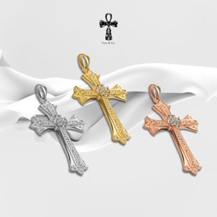 Pendentif croix en argent sterling avec zircon cubique étincelant - Troy and Co