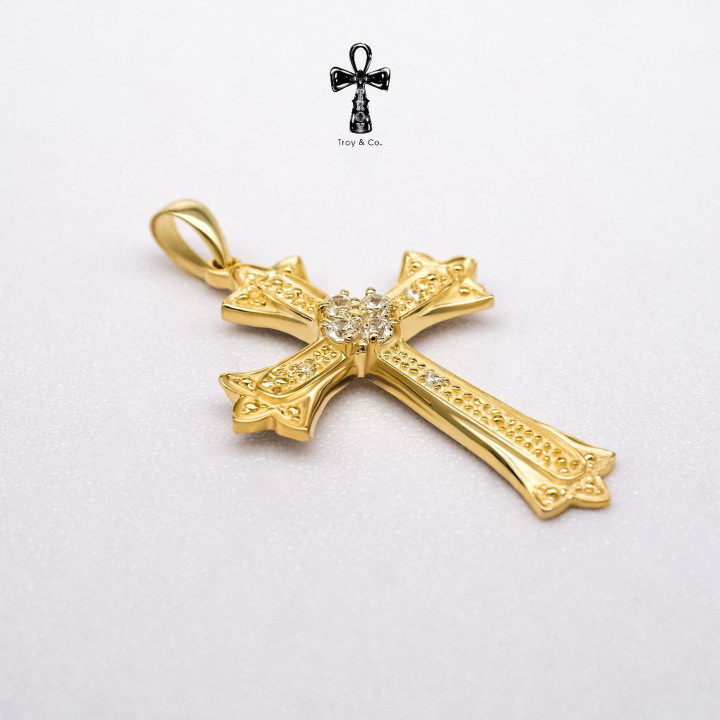 Pendentif croix en argent sterling avec zircon cubique étincelant - Troy and Co