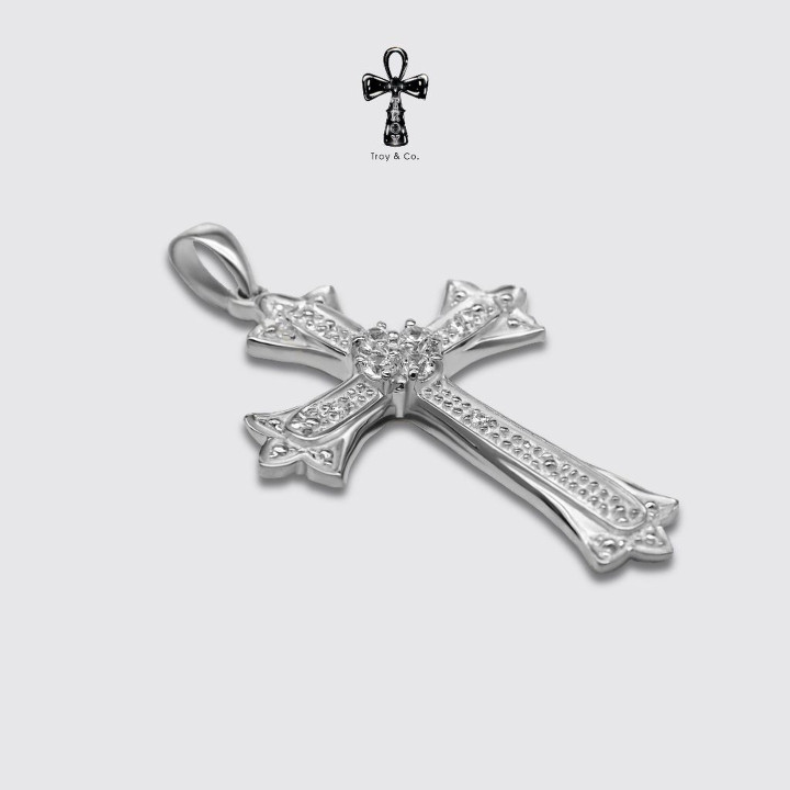 Pendentif croix en argent sterling avec zircon cubique étincelant - Troy and Co