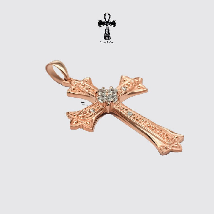 Pendentif croix en argent sterling avec zircon cubique étincelant - Troy and Co