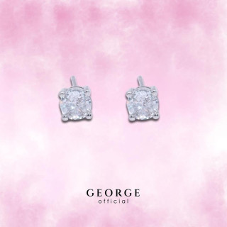 Silver Earrings with CZ Diamonds - Minimalist and Elegant Design
