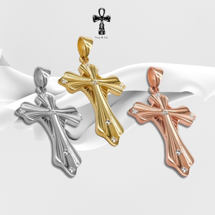 Pendentif croix en argent sterling avec zircon cubique - Troy and Co.
