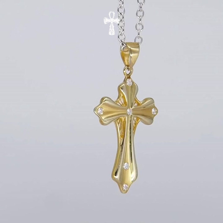 Pendentif croix en argent sterling avec zircon cubique - Troy and Co.