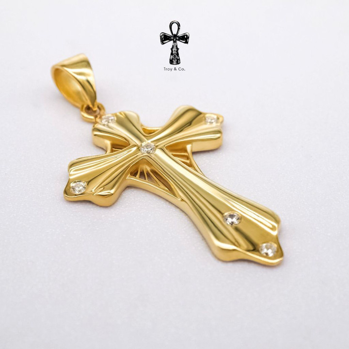 Pendentif croix en argent sterling avec zircon cubique - Troy and Co.