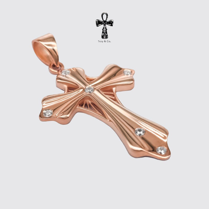Pendentif croix en argent sterling avec zircon cubique - Troy and Co.