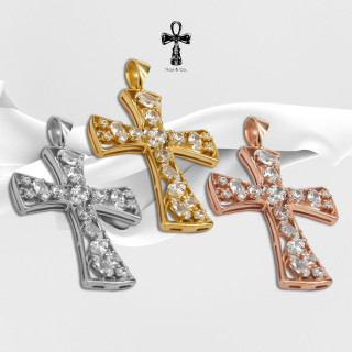 Sterling Silver Cross Pendant with Sparkling CZ | Troy and Co.
