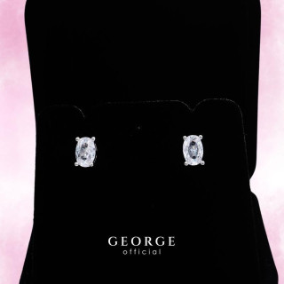 Sterling Silver CZ Earrings - Minimalist Oval Design