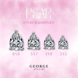Minimalist Cubic Zirconia Pear Earrings in Sterling Silver