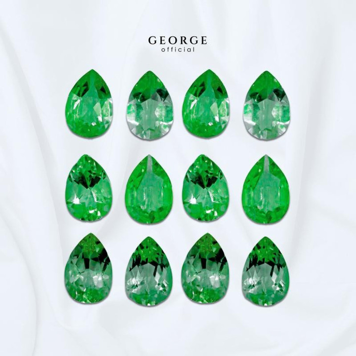Véritables pierres précieuses en diopside vert chromé, taille poire - GGGCP