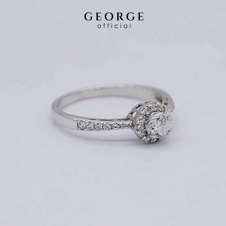 Sterling Silver Solitaire Ring with Cubic Zirconia - GEORGE Jewelry