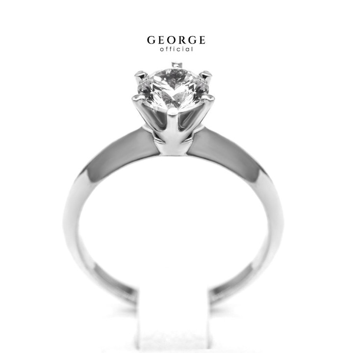Solitaire Diamond Ring | Sterling Silver and Cubic Zirconia | GEORGE Jewelry