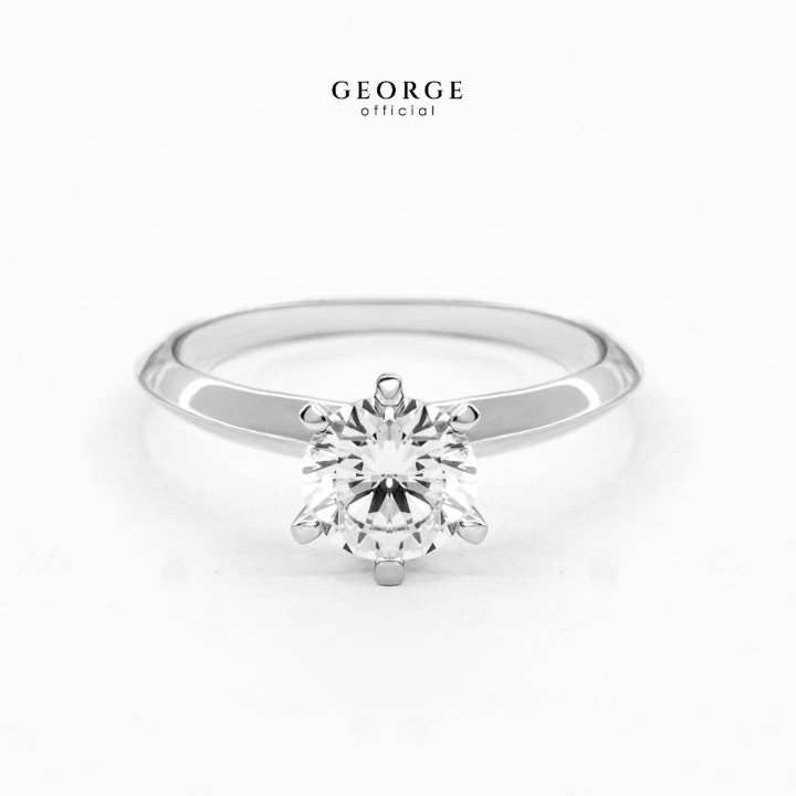 Solitaire Diamond Ring | Sterling Silver and Cubic Zirconia | GEORGE Jewelry