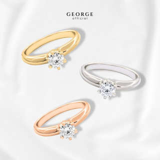 Solitaire Diamond Ring in Sterling Silver - CZ Gemstone