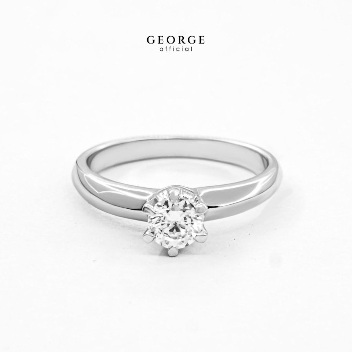 Solitaire Diamond Ring in Sterling Silver - CZ Gemstone