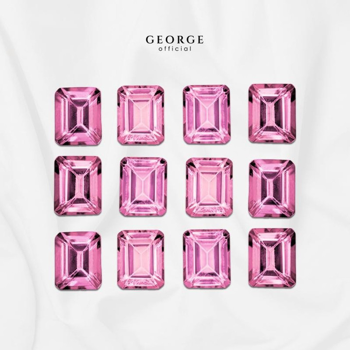 GGPIE Pink Sapphire Emerald Cut Gemstone Rings