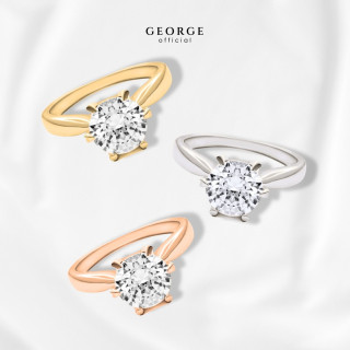 Solitaire Diamond Ring | Sterling Silver CZ and Gold Plating