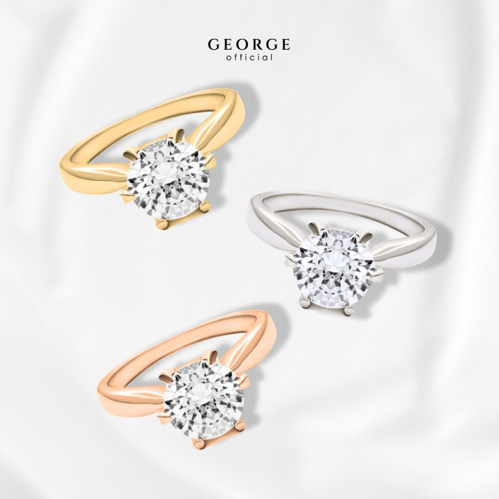 Solitaire Diamond Ring | Sterling Silver CZ and Gold Plating