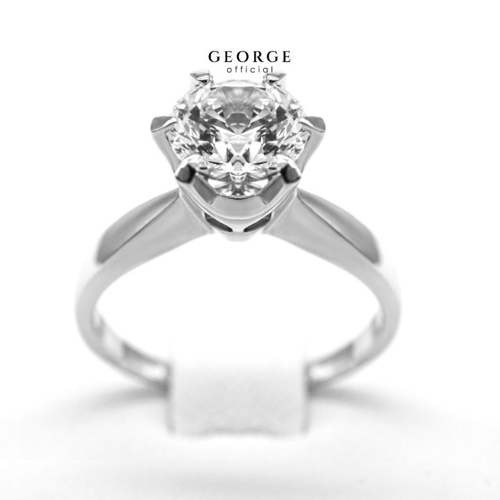Solitaire Diamond Ring | Sterling Silver CZ and Gold Plating