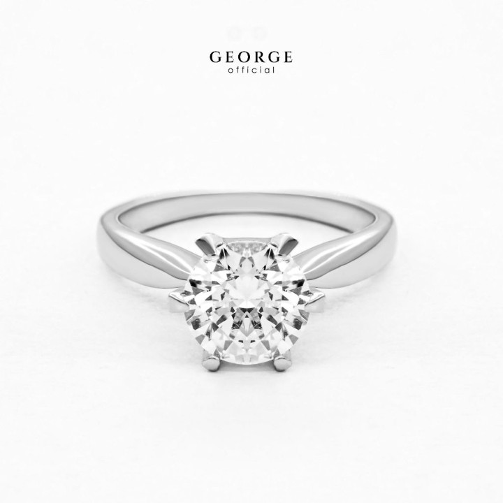 Solitaire Diamond Ring | Sterling Silver CZ and Gold Plating