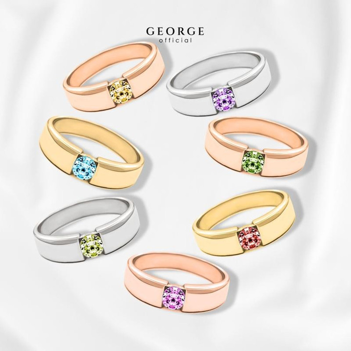 Birthstone Ring with 7 Gemstones | White/Yellow/Rose Gold