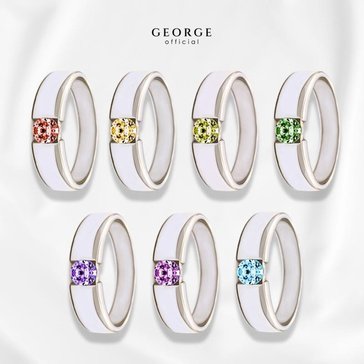 Birthstone Ring with 7 Gemstones | White/Yellow/Rose Gold