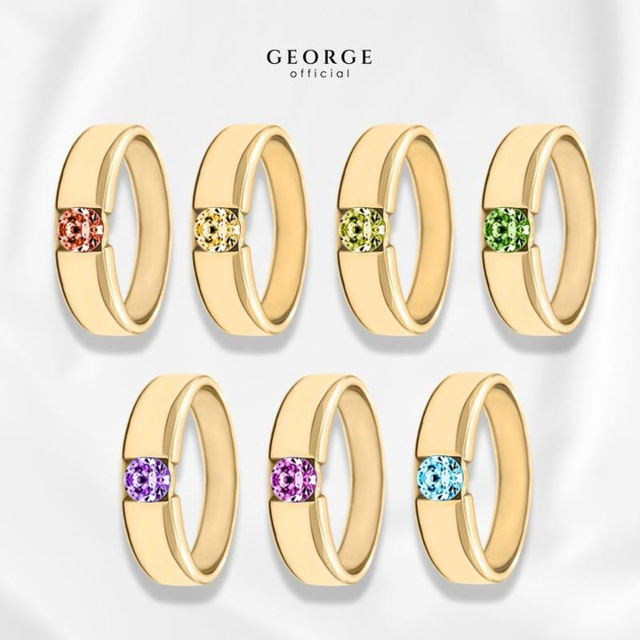 Birthstone Ring with 7 Gemstones | White/Yellow/Rose Gold