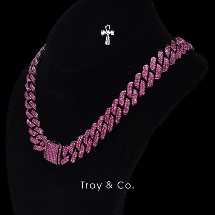 Purple Bling Cuban Chain Necklace | Rapper Style by Troy and Co