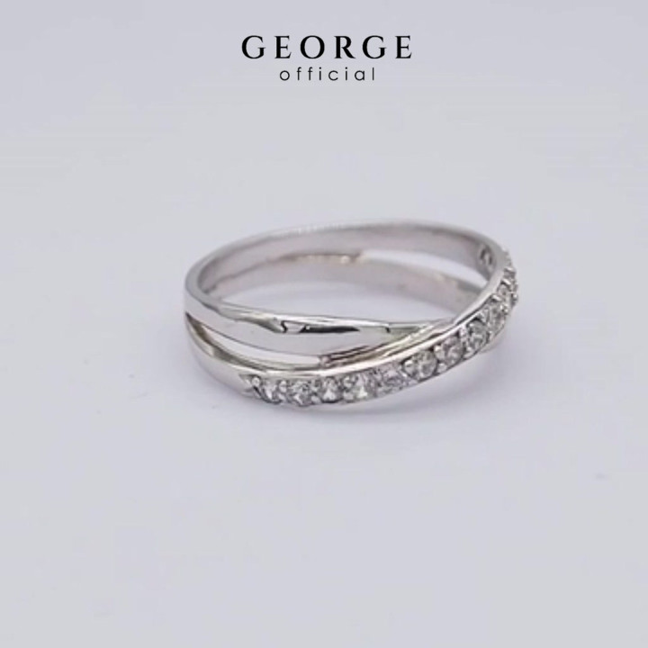 Radiant Diamond Eternity Ring in Sterling Silver | GEORGE Jewelry