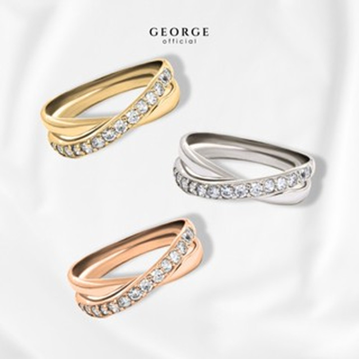 Radiant Diamond Eternity Ring in Sterling Silver | GEORGE Jewelry